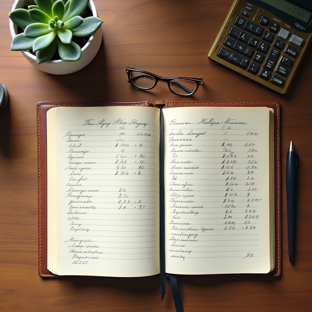 Notebook con pianificazione finanziaria familiare e calcolatrice